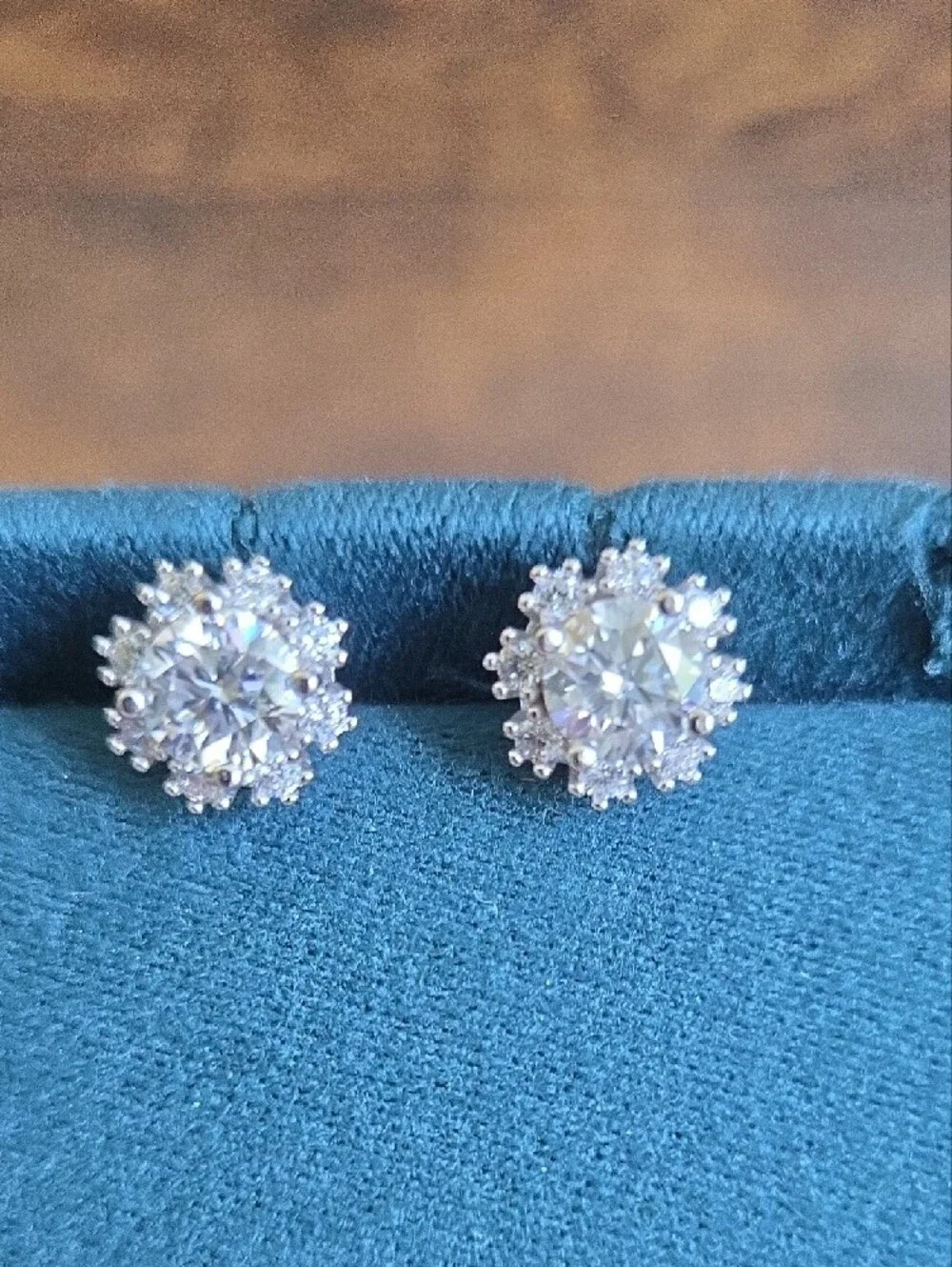 Moissanite Cluster Stud Earrings - Sterling Silver (S925)